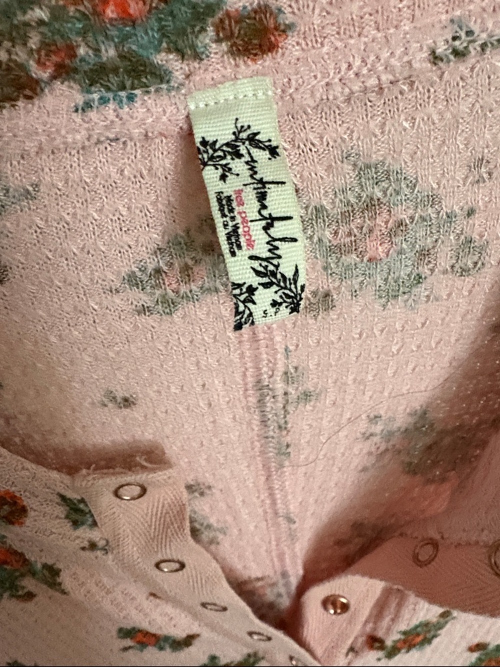 Free People Floral Waffle-Knit Henley Sweater - Women Small - Picture 2 of 4